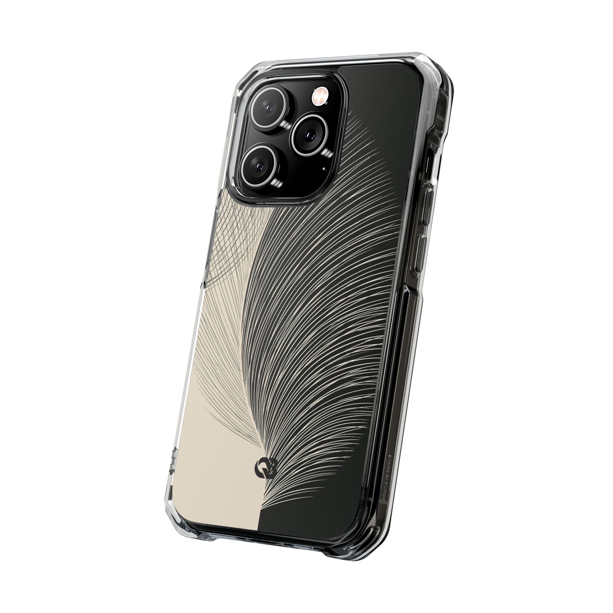 Beige Impact MagSafe Phone Case for iPhone - Obsidian Cream Plume