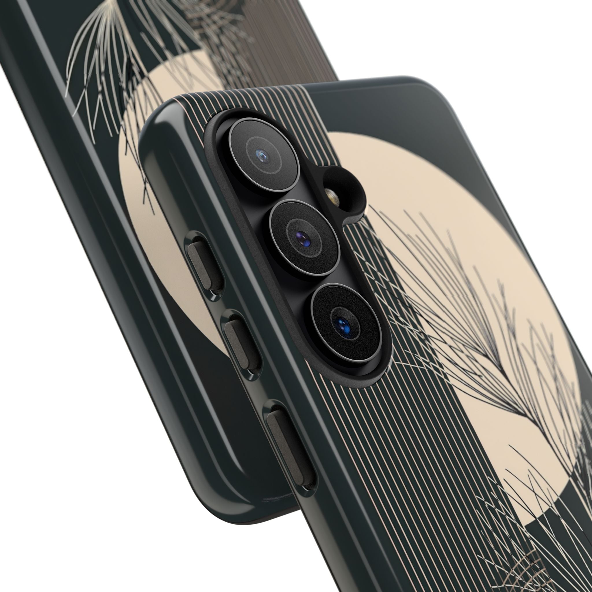 Black Tough Phone Case for Samsung - Obsidian Sand Willow
