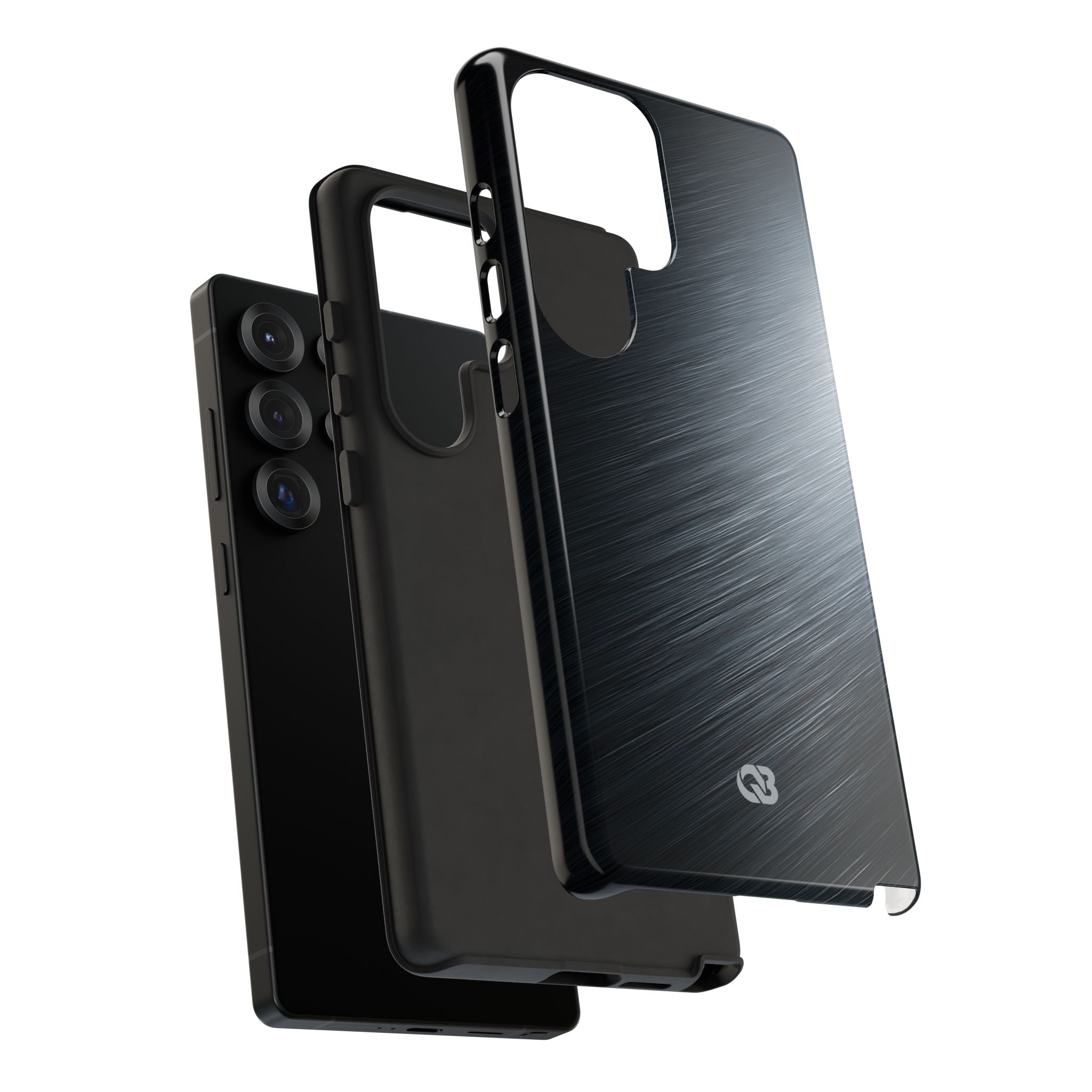 Grey Tough Phone Case for Samsung - Charcoal Brushed Steel