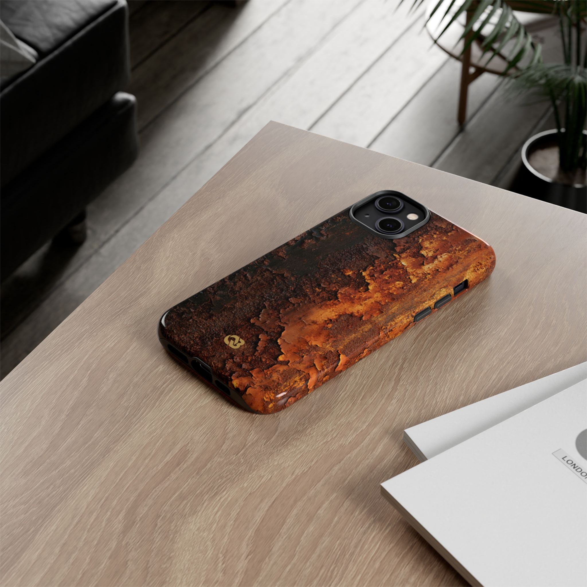Orange Tough Phone Case for iPhone - Oxidized Iron Crust