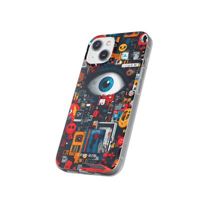 Digitale Oog Blauw iPhone 14 Case - Soft