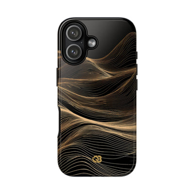 Black Tough Phone Case for iPhone - Copper Topo Ridge