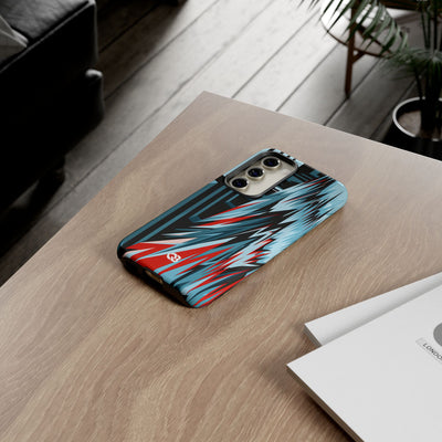Blue Tough Phone Case for Samsung - Glitch Peak Cyan