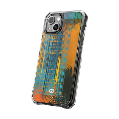 Cyber Glitch Stream · Clear Impact Magnetic Phone Case for iPhone · Teal