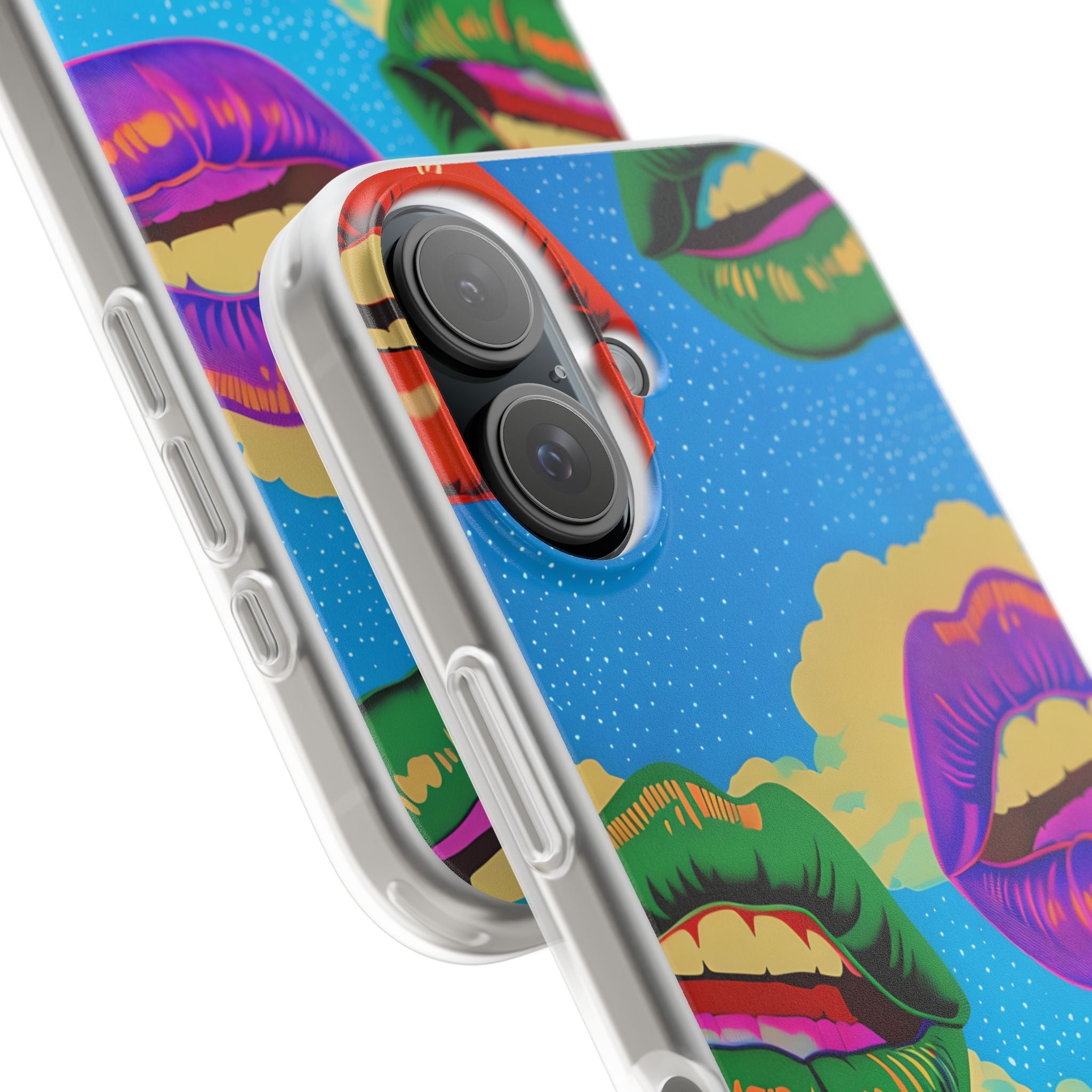 Farverigt Lipscape iPhone 16 Cover - Blødt