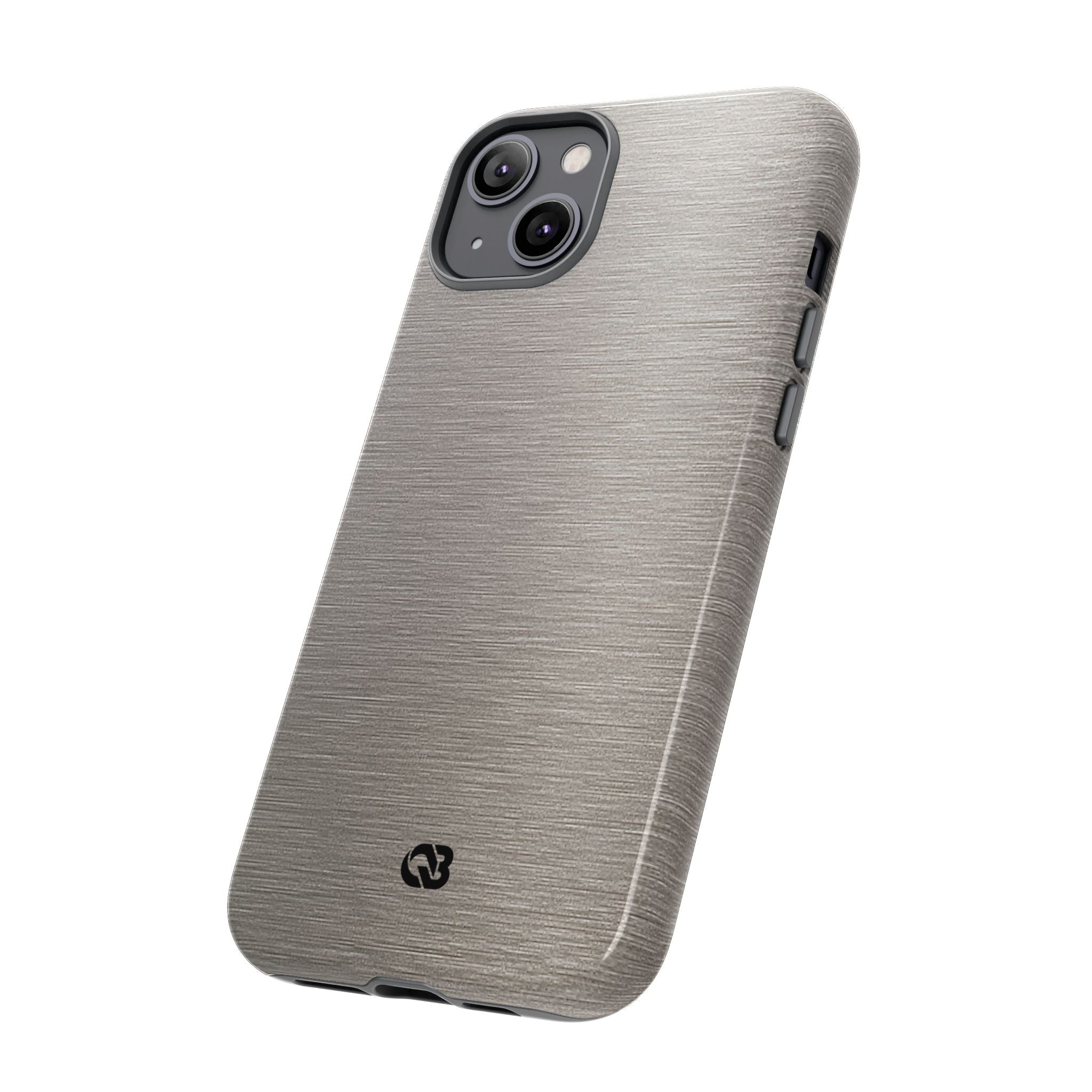 Grey Tough Phone Case for iPhone - Brushed Nickel Linen