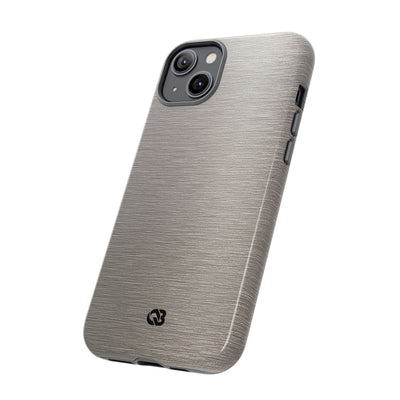 Grey Tough Phone Case for iPhone - Brushed Nickel Linen