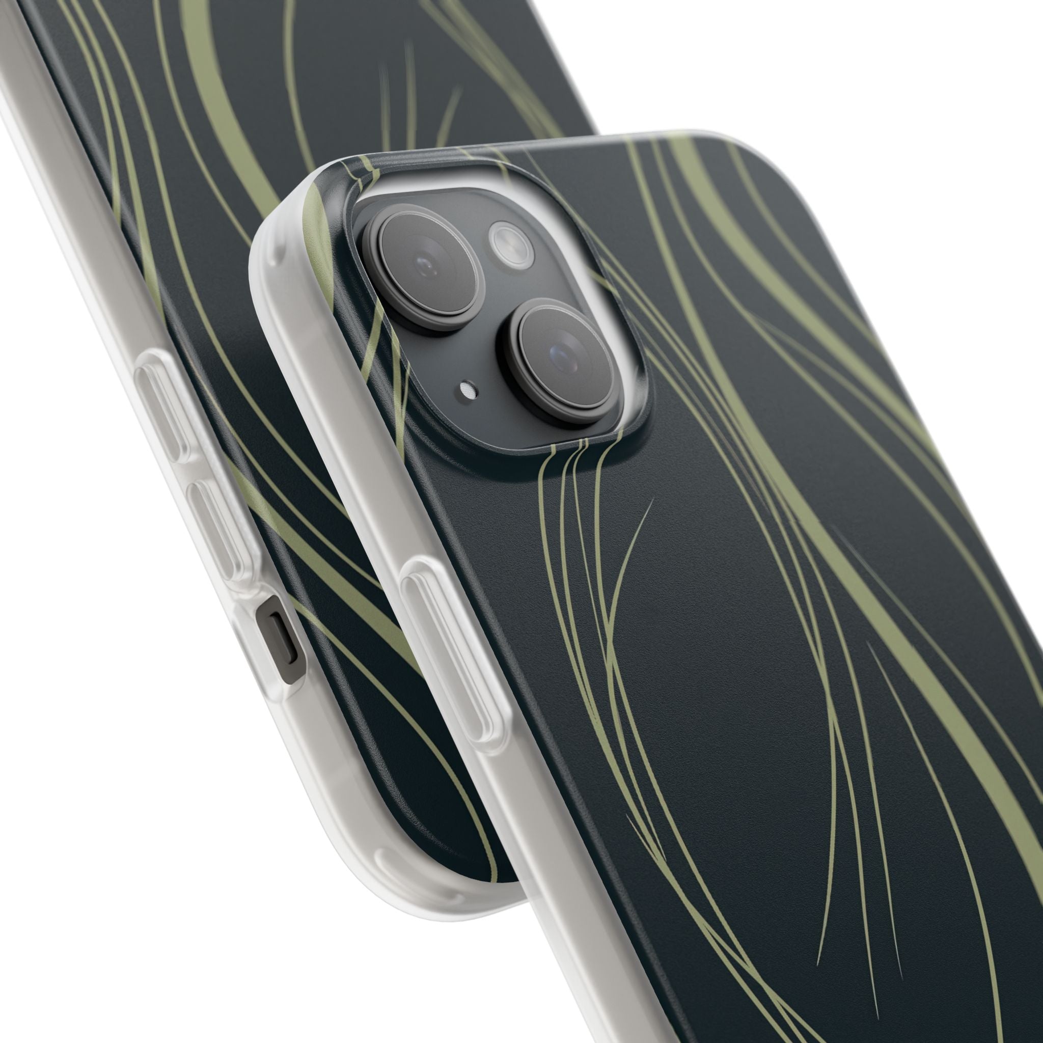 Green Lite Phone Case for iPhone - Obsidian Sage Flow