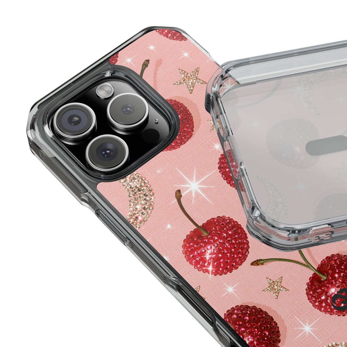 Bedazzled Ruby Cherries · Clear Impact Magnetic Phone Case for iPhone · Pink