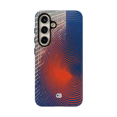 Blue Tough Phone Case for Samsung - Orange Orbit Grid