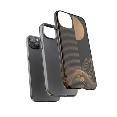 Gold Tough Phone Case for iPhone - Gilded Obsidian Dunes