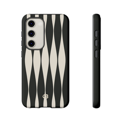 Black Tough Phone Case for Samsung - Ivory Spindle Grid