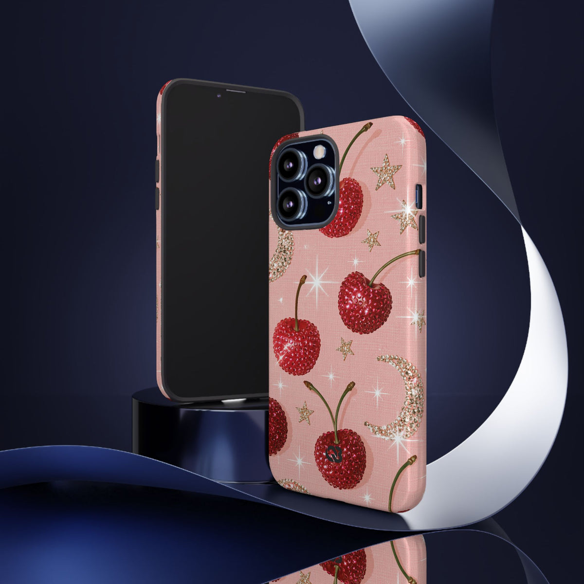 Bedazzled Ruby Cherries · Tough Phone Case for iPhone · Pink