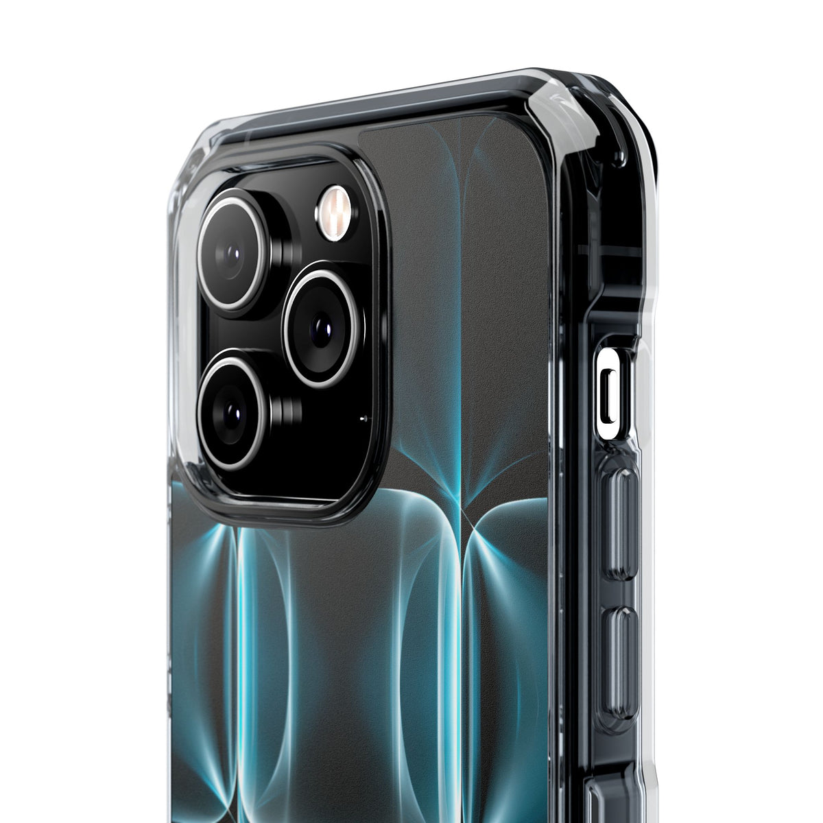 Translucent Cyber Grid · Clear Impact Magnetic Phone Case for iPhone ·  Teal
