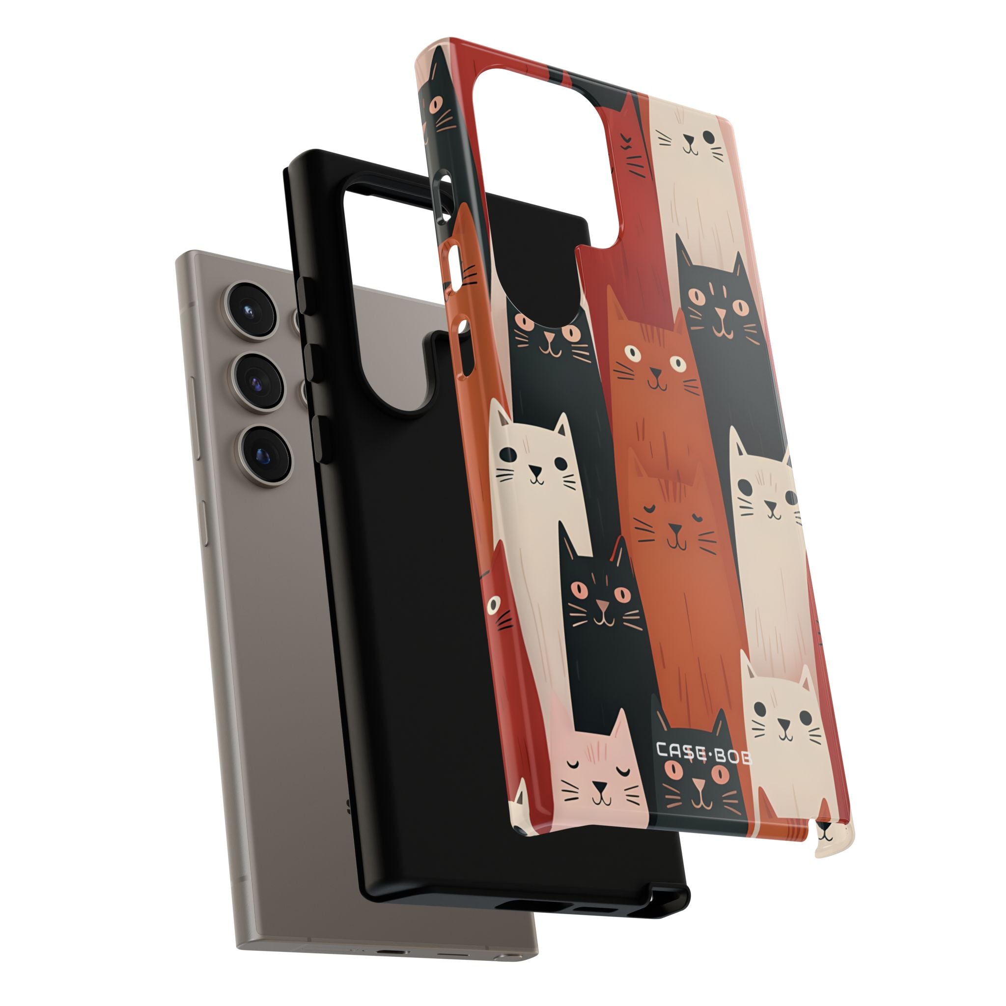 Verlängerte Katzen Schwarz Samsung S24 Ultra Case - Tough