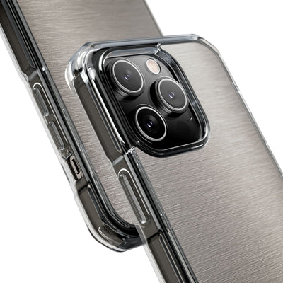 Grey Impact MagSafe Phone Case for iPhone - Brushed Nickel Linen