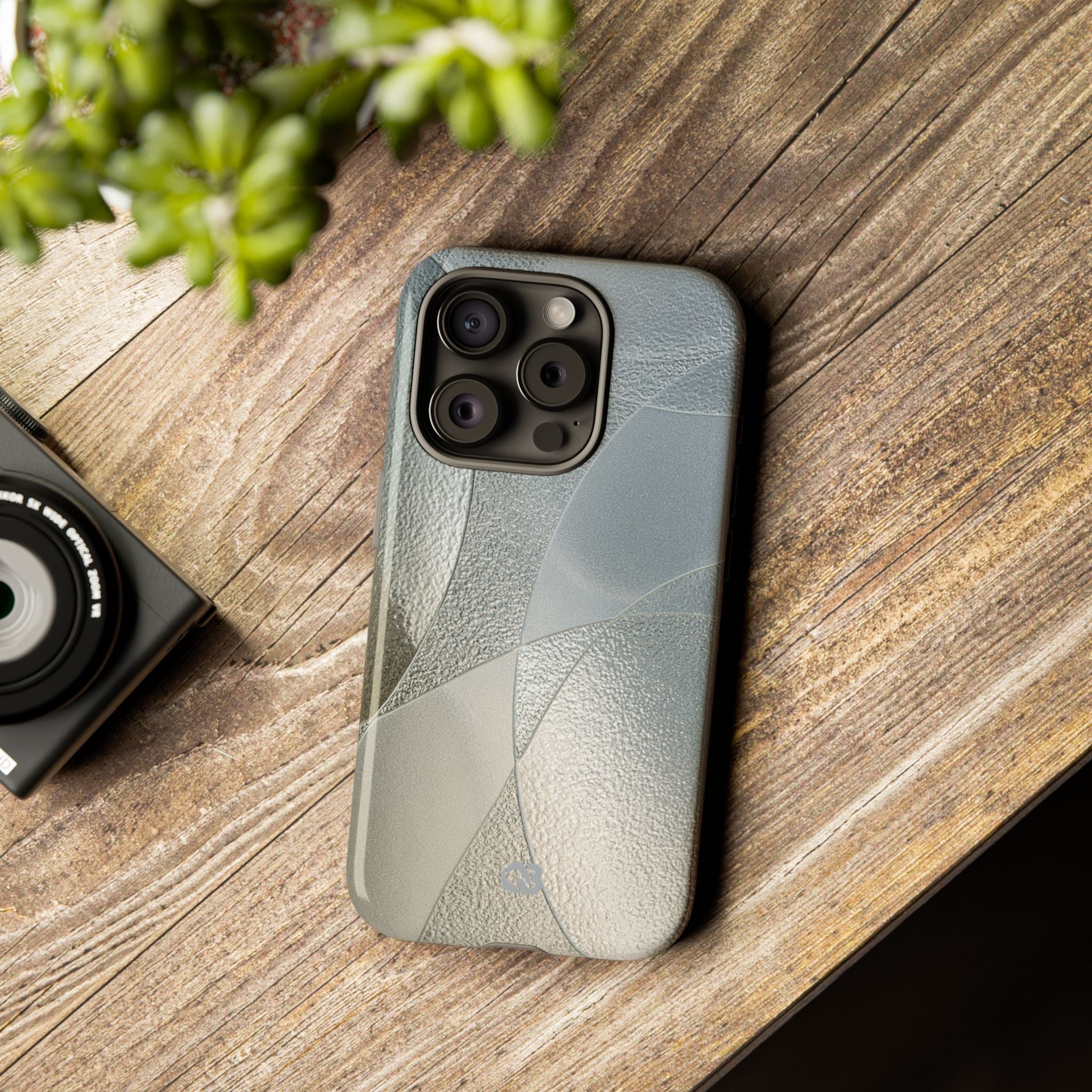 Silver Tough Phone Case for iPhone - Frosted Silver Mosaic