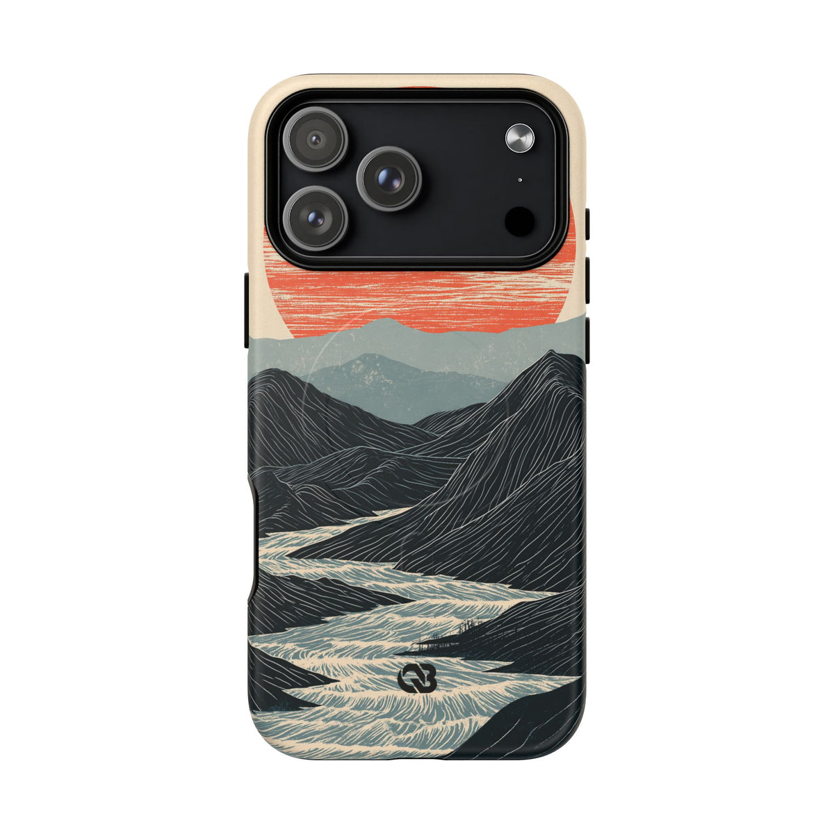 Beige Tough 2.0 Magnetic Phone Case for iPhone - Crimson Ridge Flow