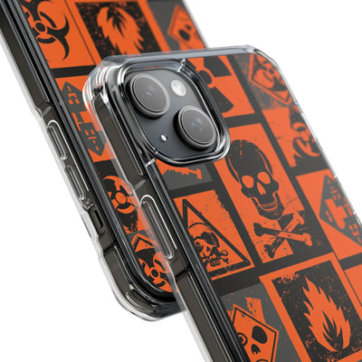 Urban Hazard · Clear Impact Magnetic Phone Case for iPhone · Orange