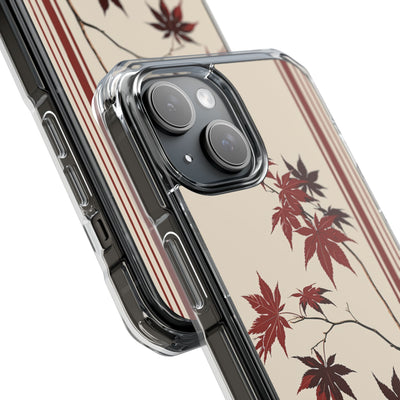 Red Impact MagSafe Phone Case for iPhone - Crimson Momiji Stripe