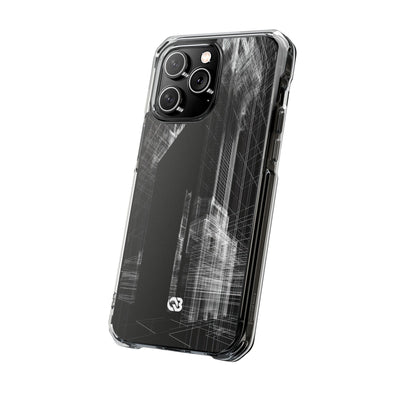 Black Impact MagSafe Phone Case for iPhone - Ghost Urban Wireframe