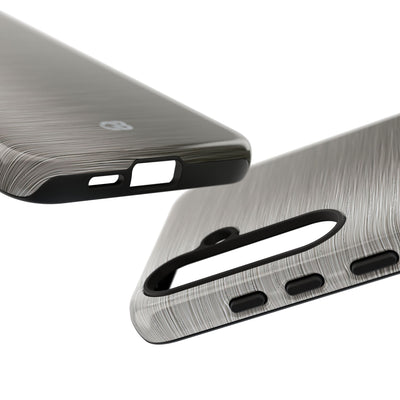 Grey Tough Phone Case for Samsung - Brushed Industrial Steel
