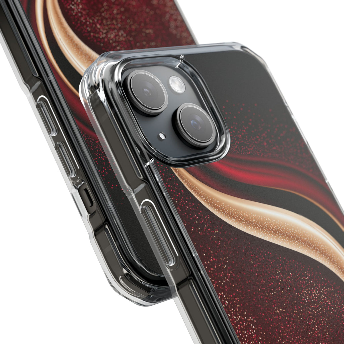 Gilded Crimson Flow · Clear Impact Magnetic Phone Case for iPhone · Red