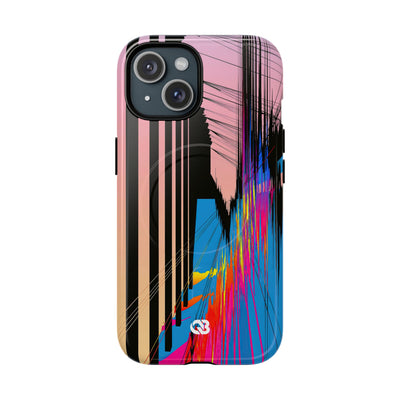 Blue Tough 2.0 Magsafe Phone Case for iPhone - Fractured Data Skyline