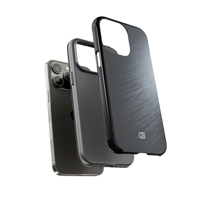 Grey Tough Phone Case for iPhone - Charcoal Brushed Steel