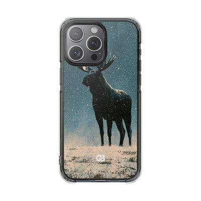 Nordic Boreal Moose · Clear Impact Magnetic Phone Case for iPhone · Blue