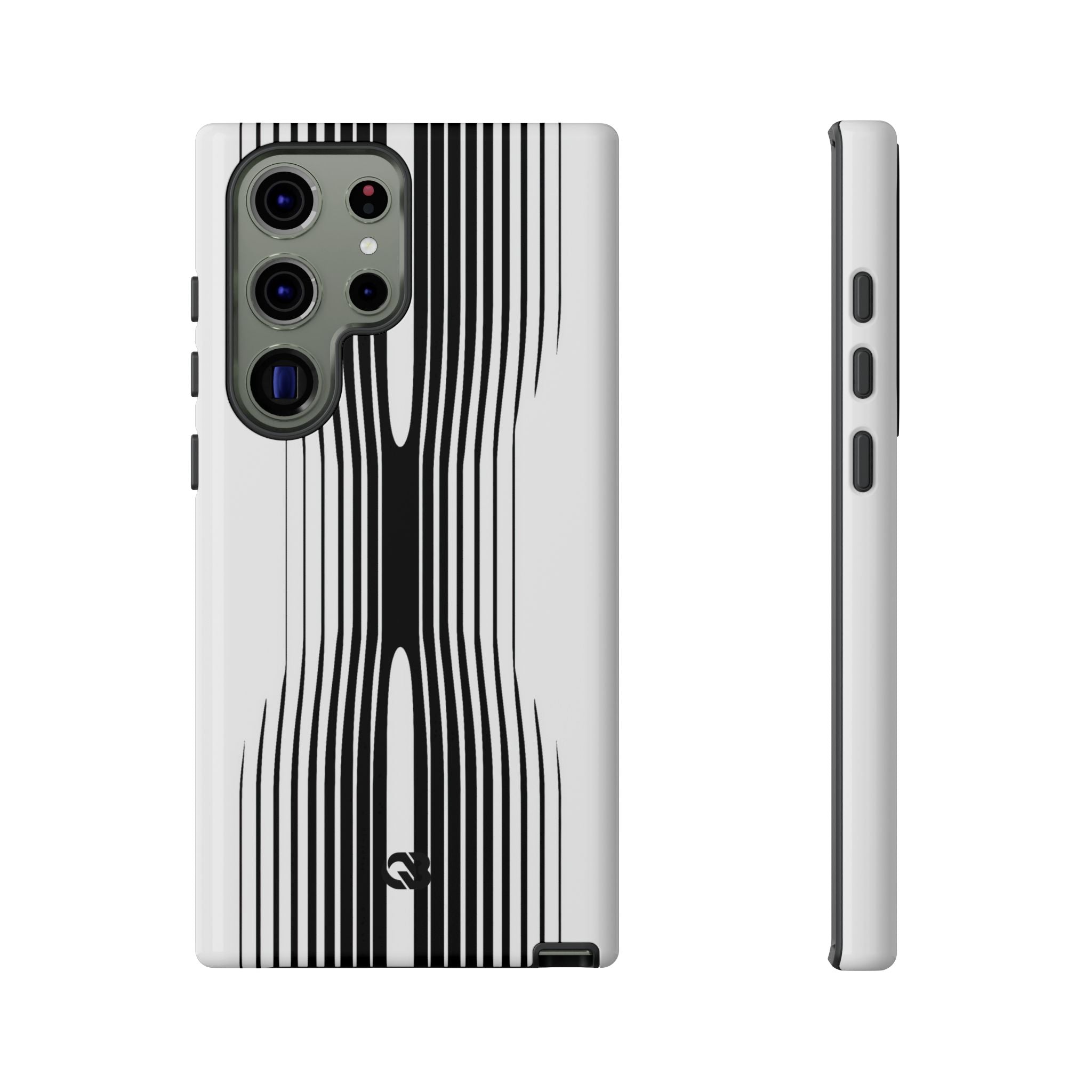 White Tough Phone Case for Samsung - Kinetic Mono Distortion