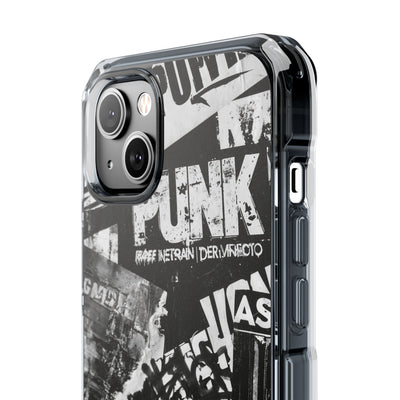 Underground Punk Collage · Clear Impact Magnetic Phone Case for iPhone · Black
