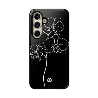 Black Tough Phone Case for Samsung - Noir Alabaster Orchid