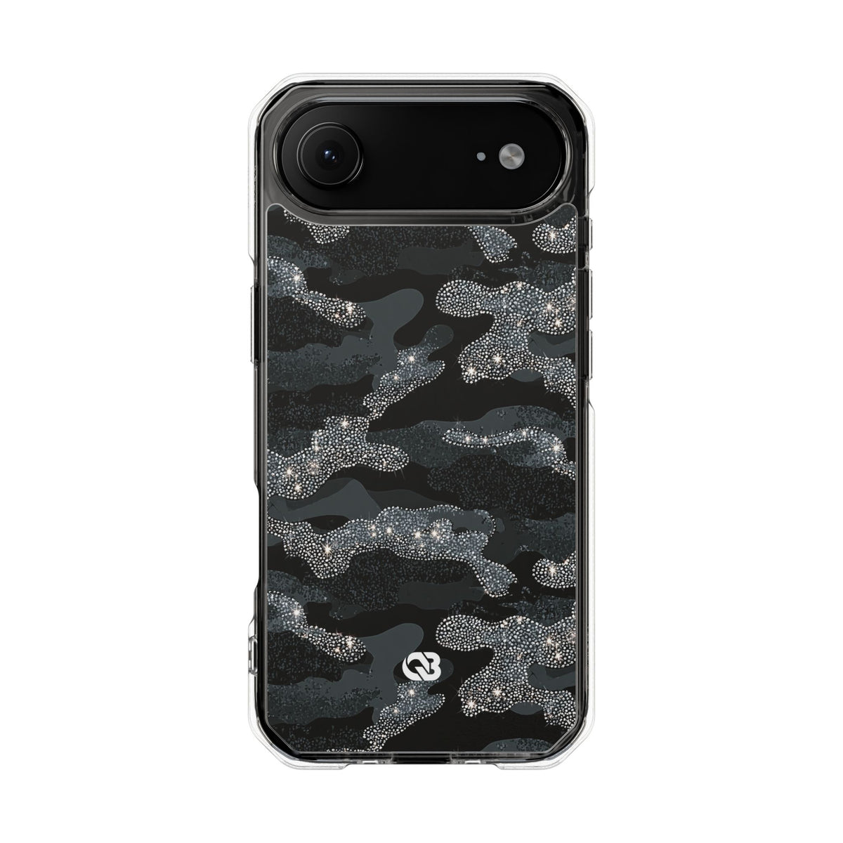 Glitter Shadow Camo · Clear Impact Magnetic Phone Case for iPhone · Black
