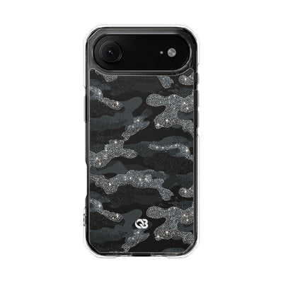 Glitter Shadow Camo · Clear Impact Magnetic Phone Case for iPhone · Black