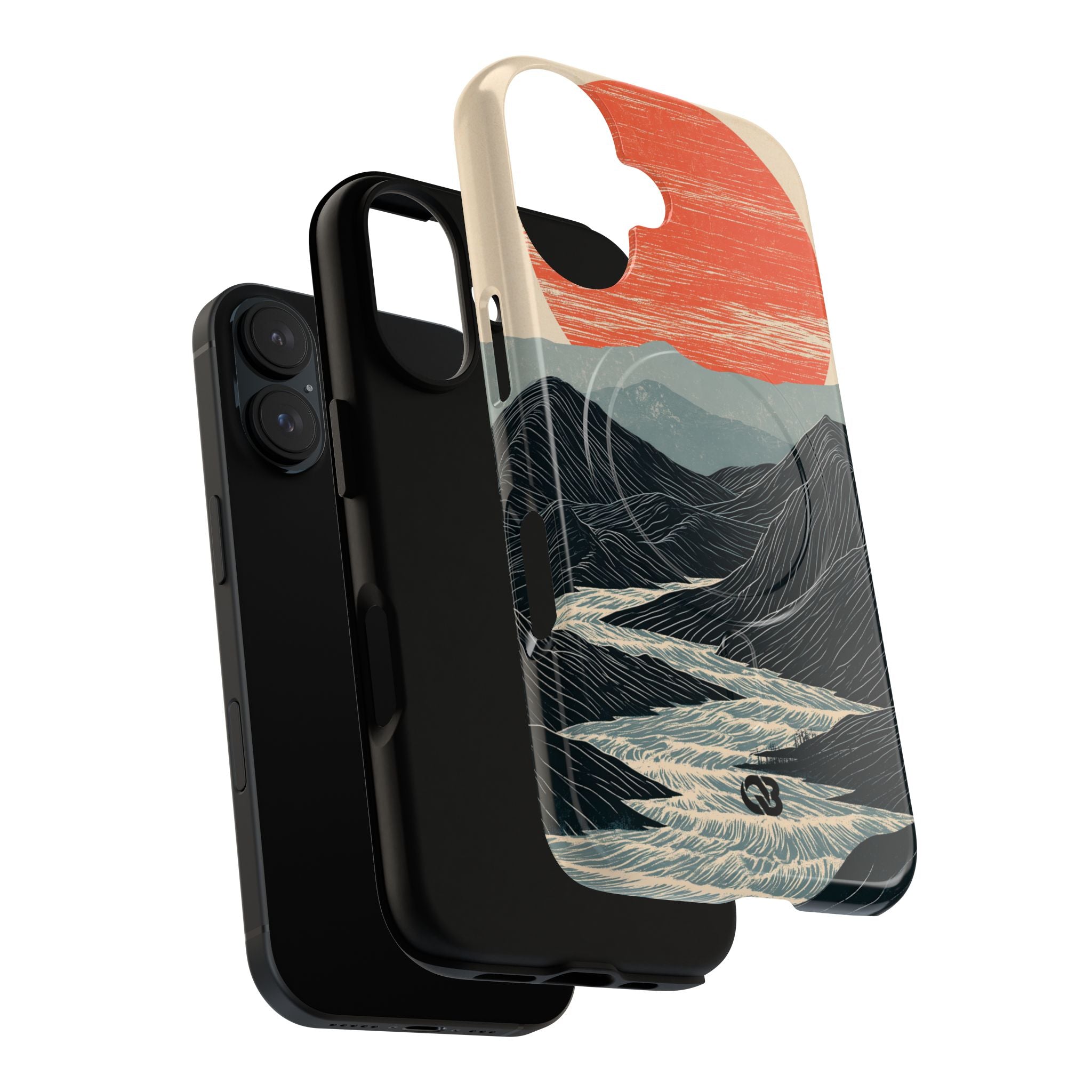 Beige Tough 2.0 Magsafe Phone Case for iPhone - Crimson Ridge Flow