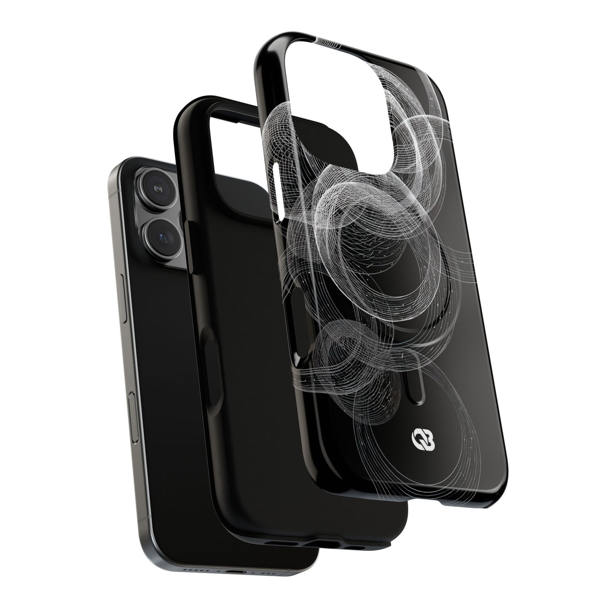 Black Tough 2.0 Magsafe Phone Case for iPhone - Kinetic Wireframe Orbit
