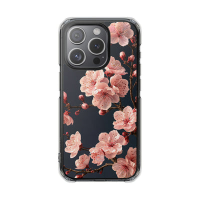 Midnight Sakura Bloom · Clear Impact Magnetic Phone Case for iPhone · Pink
