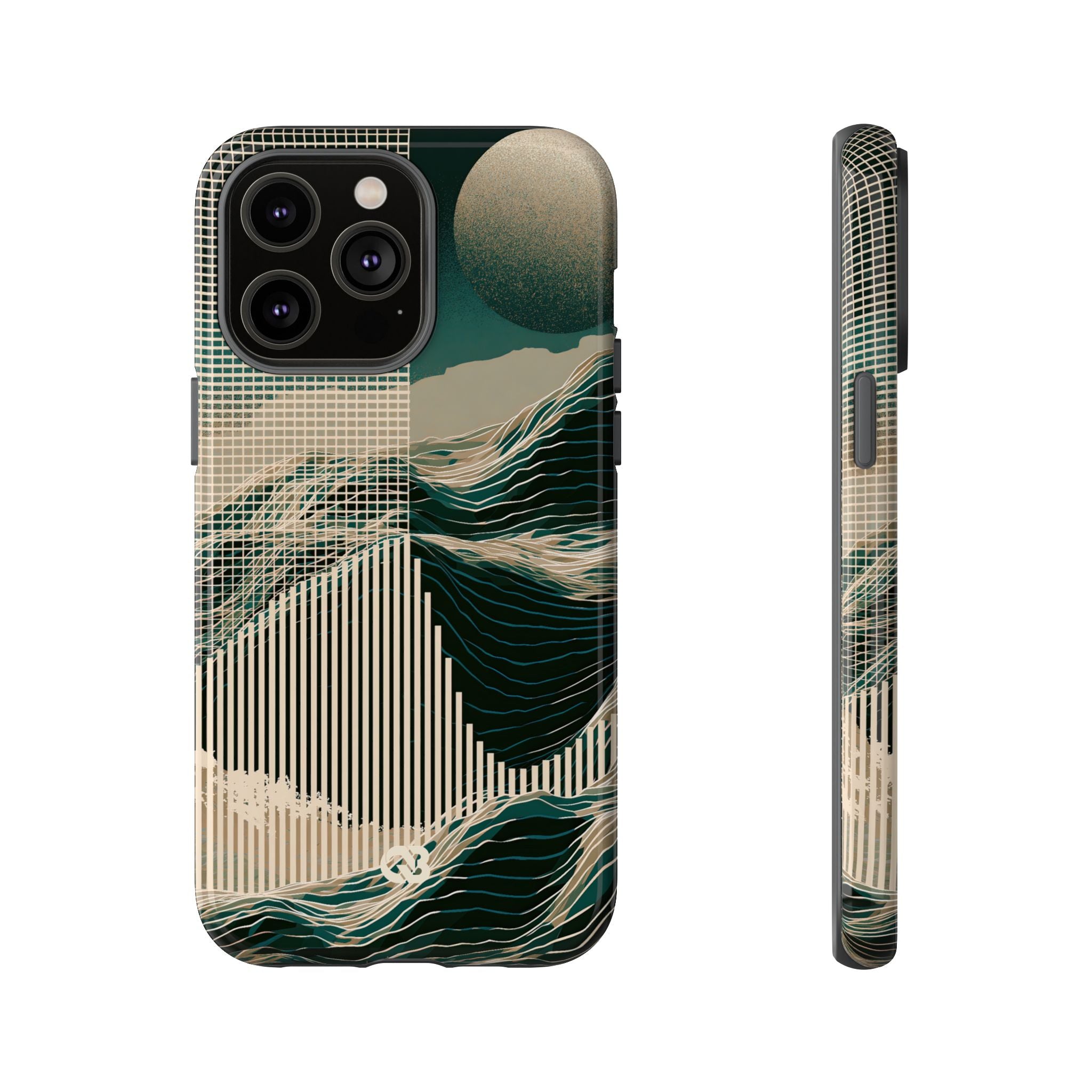 Green Tough Phone Case for iPhone - Lunar Moss Topography