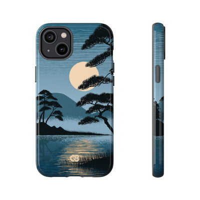 Blue Tough Phone Case for iPhone - Midnight Kyoto Pine