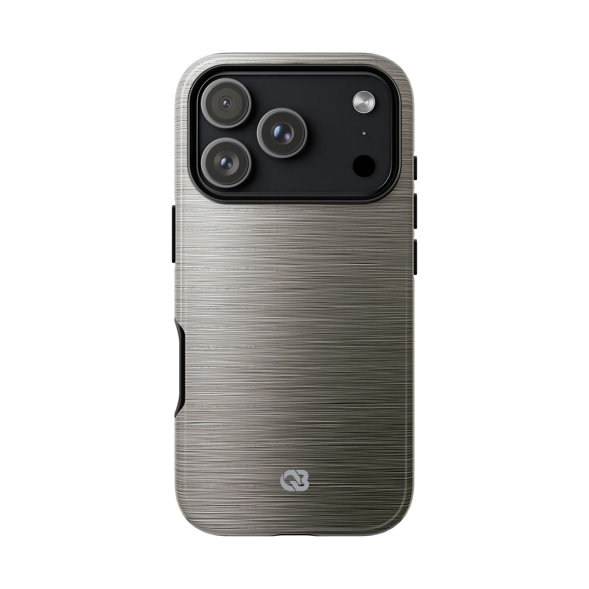 Grey Tough Phone Case for iPhone - Brushed Industrial Steel