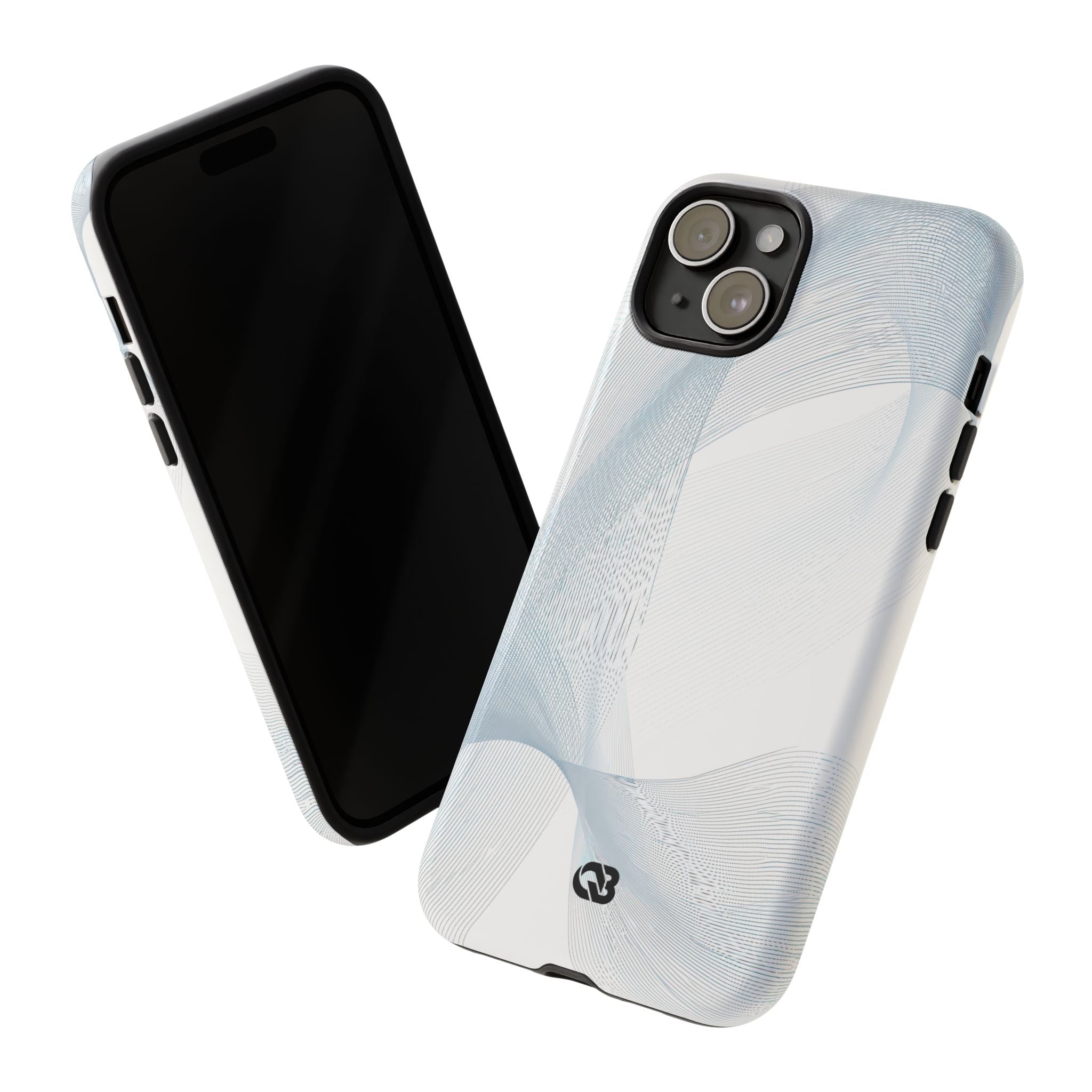 White Tough Phone Case for iPhone - Arctic Line Current
