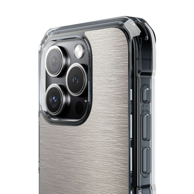Grey Impact MagSafe Phone Case for iPhone - Brushed Nickel Linen