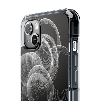 Black Impact MagSafe Phone Case for iPhone - Kinetic Wireframe Orbit