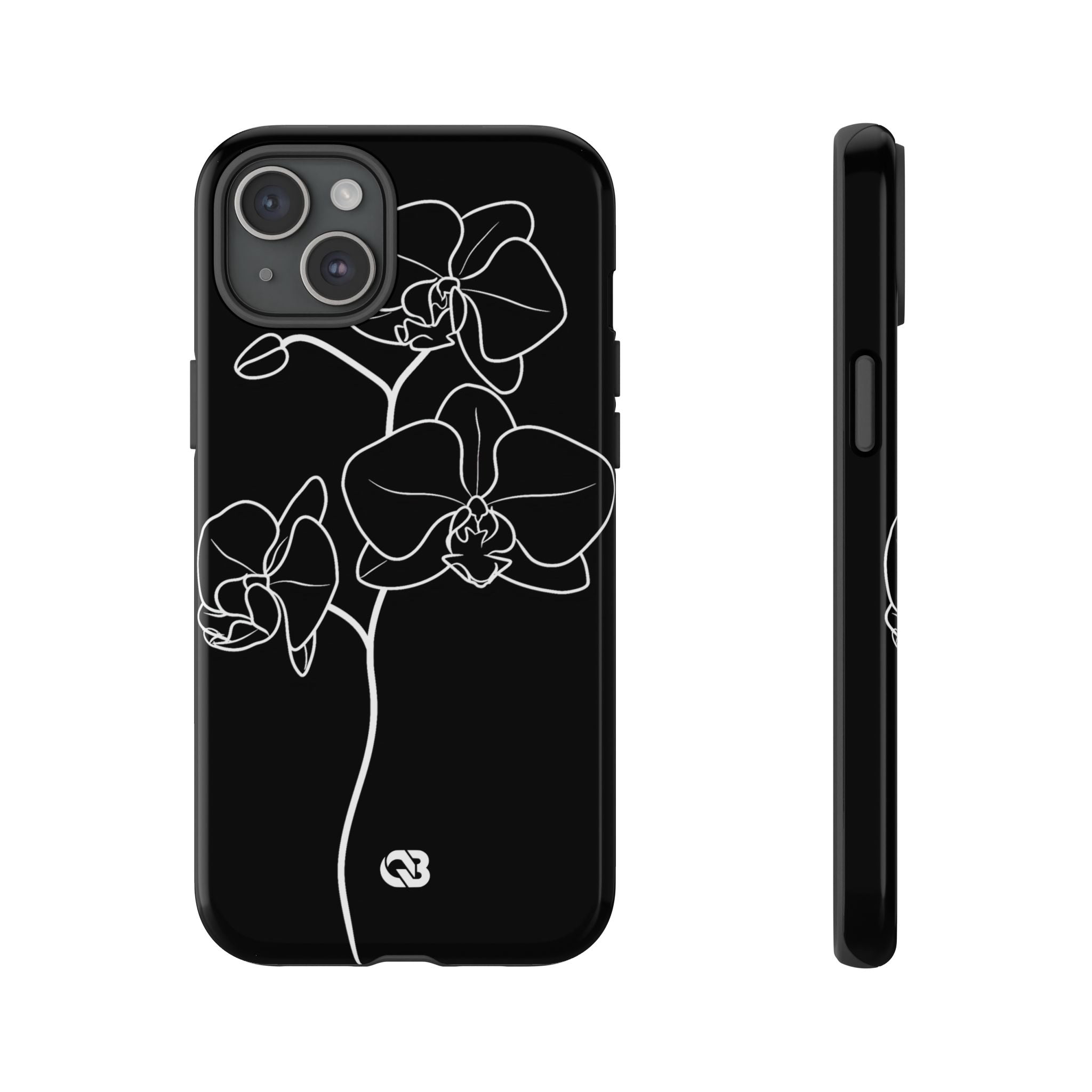 Black Tough Phone Case for iPhone - Noir Alabaster Orchid