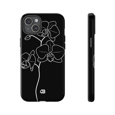 Black Tough Phone Case for iPhone - Noir Alabaster Orchid