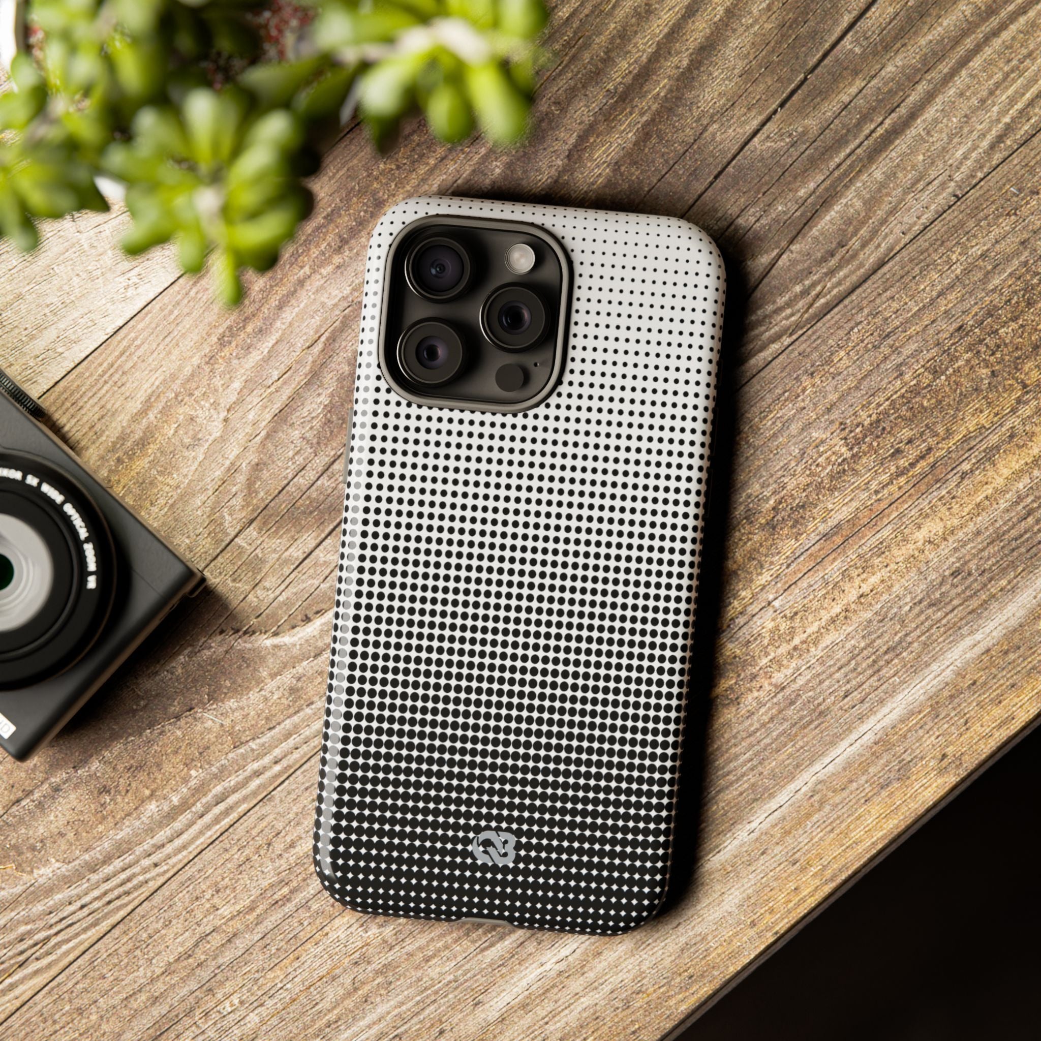 Black Tough Phone Case for iPhone - Obsidian Halftone Flux