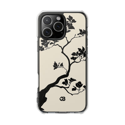 Beige Impact MagSafe Phone Case for iPhone - Obsidian Bonsai Silhouette