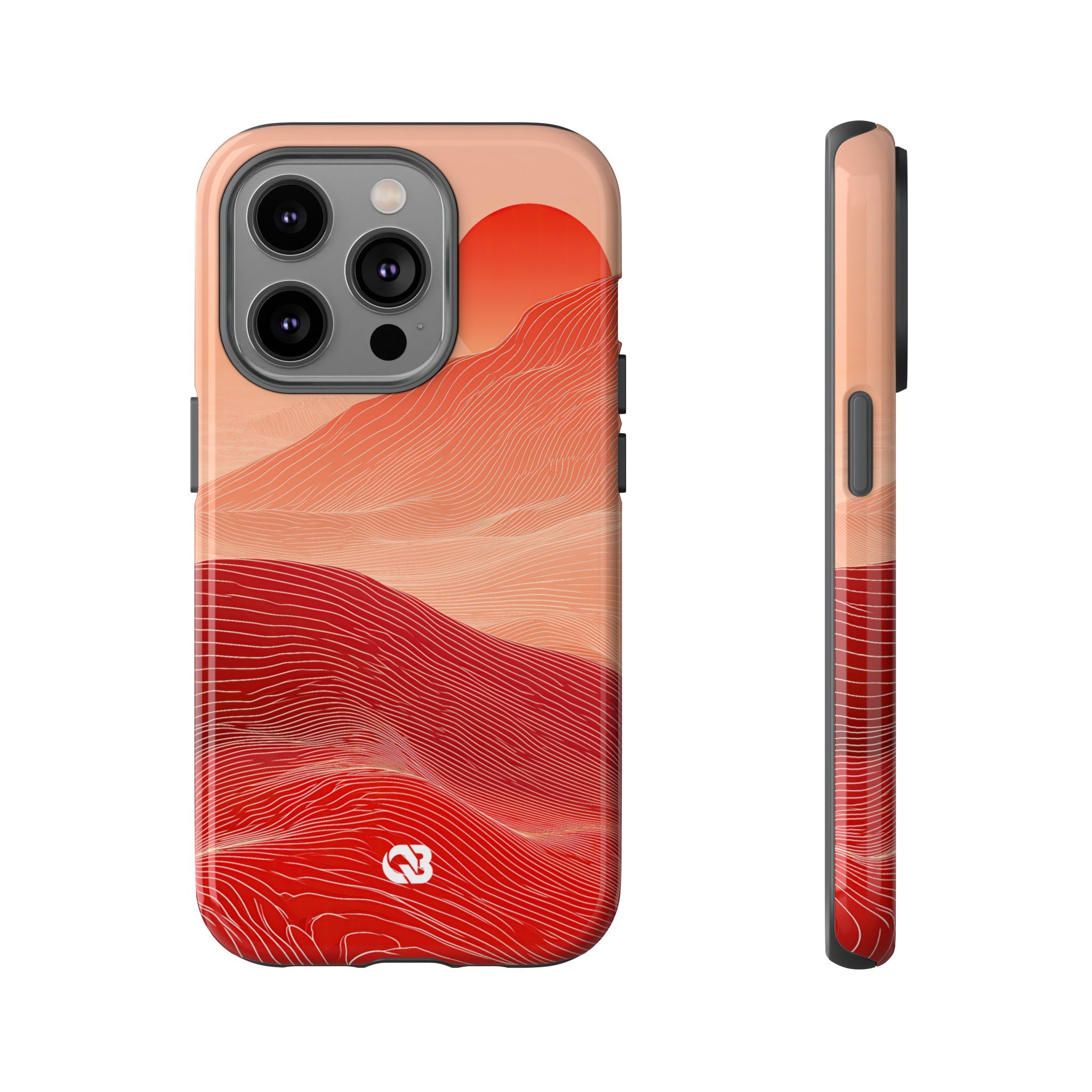 Red Tough Phone Case for iPhone - Crimson Ridge Lines