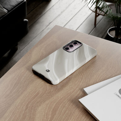 White Tough Phone Case for Samsung - Polished Ivory Wave